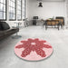 Round Patterned Red Rug in a Office, pat2301rd