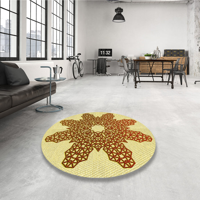 Round Patterned Sedona Brown Rug in a Office, pat2301yw