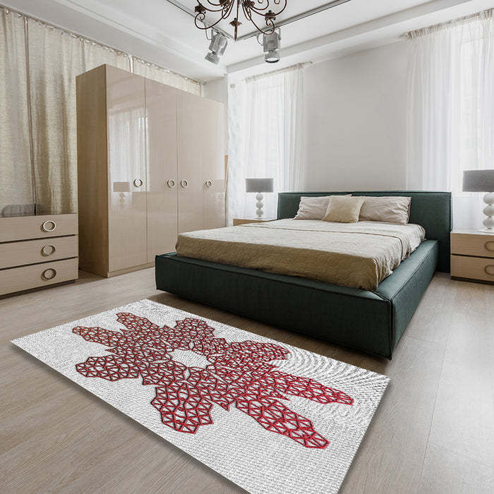Patterned Chestnut Brown Novelty Rug in a Bedroom, pat2301
