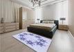 Patterned Lavender Blue Rug in a Bedroom, pat2302blu