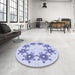 Round Patterned Lavender Blue Rug in a Office, pat2302blu