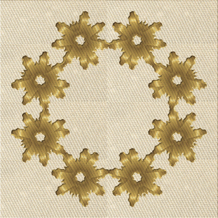 Round Patterned Vanilla Gold Rug, pat2302brn