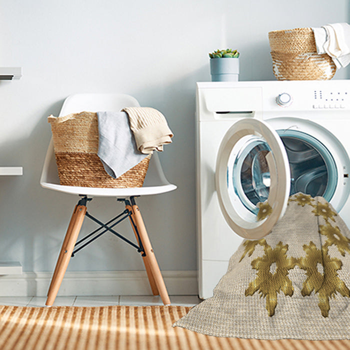 Machine Washable Transitional Vanilla Gold Rug in a Washing Machine, wshpat2302brn