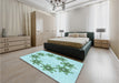 Patterned Seafoam Green Rug in a Bedroom, pat2302lblu