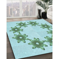 Patterned Seafoam Green Rug, pat2302lblu