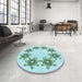 Round Patterned Seafoam Green Rug in a Office, pat2302lblu