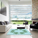 Square Patterned Seafoam Green Rug in a Living Room, pat2302lblu