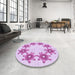 Round Patterned Crimson Purple Rug in a Office, pat2302pur