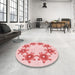 Round Patterned Light Rose Pink Rug in a Office, pat2302rd