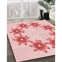 Patterned Light Rose Pink Rug, pat2302rd