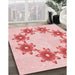 Patterned Light Rose Pink Rug in Family Room, pat2302rd