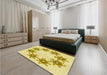 Patterned Orange Gold Rug in a Bedroom, pat2302yw