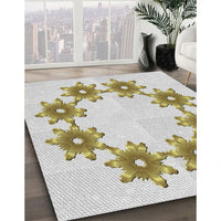 Patterned Khaki Green Novelty Rug, pat2302