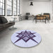 Round Patterned Lavender Blue Rug in a Office, pat2303blu