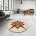 Round Patterned Vanilla Gold Rug in a Office, pat2303brn