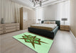 Patterned Green Rug in a Bedroom, pat2303grn