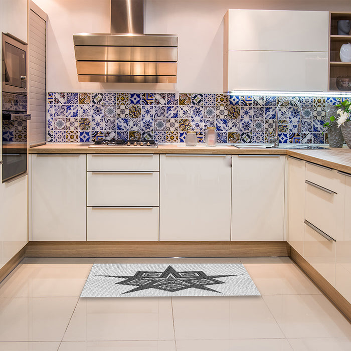 Patterned Gray Rug in a Kitchen, pat2303gry