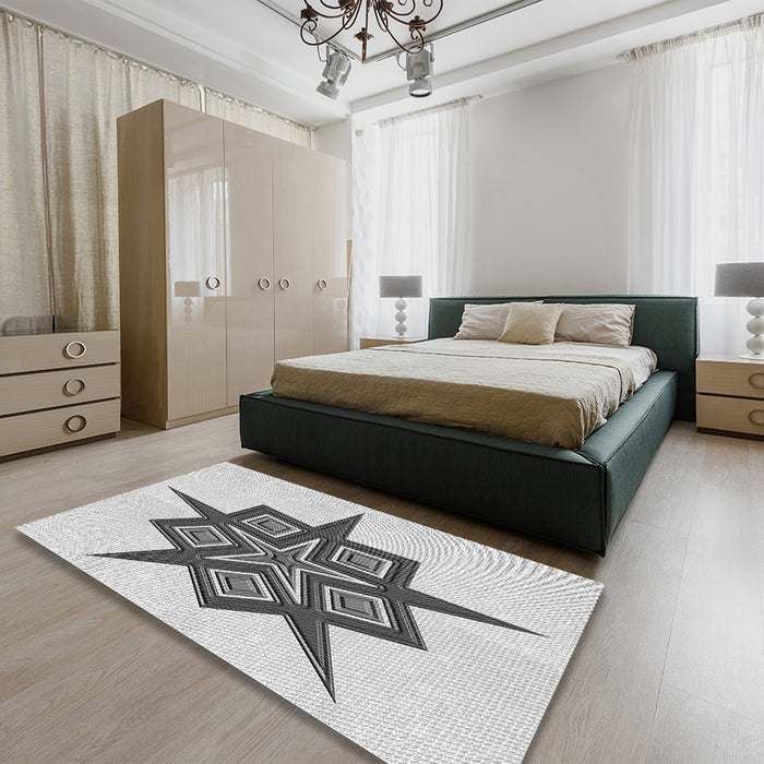 Patterned Gray Rug in a Bedroom, pat2303gry