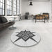 Round Patterned Gray Rug in a Office, pat2303gry