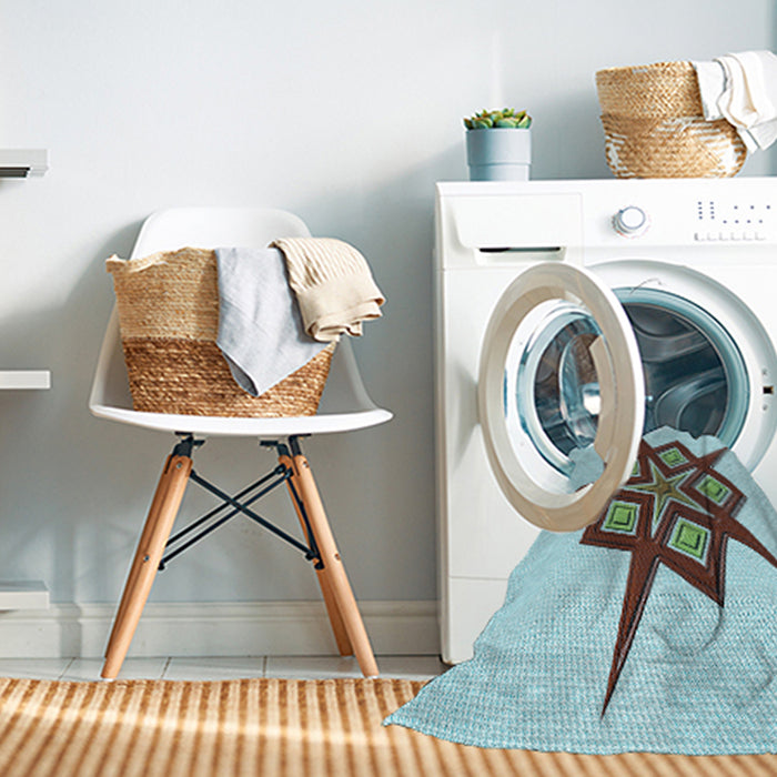 Machine Washable Transitional Electric Blue Rug in a Washing Machine, wshpat2303lblu