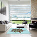 Square Patterned Electric Blue Rug in a Living Room, pat2303lblu