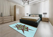 Patterned Electric Blue Rug in a Bedroom, pat2303lblu