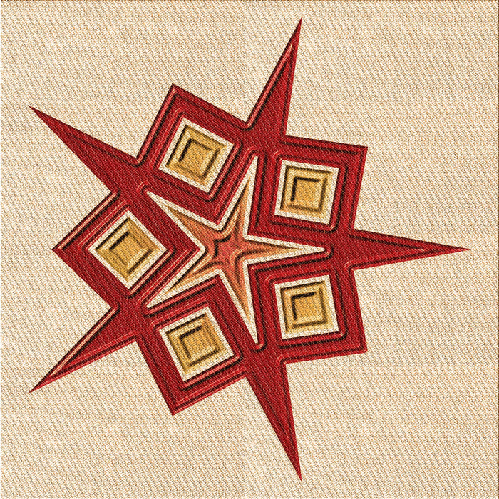 Round Patterned Orange Rug, pat2303org