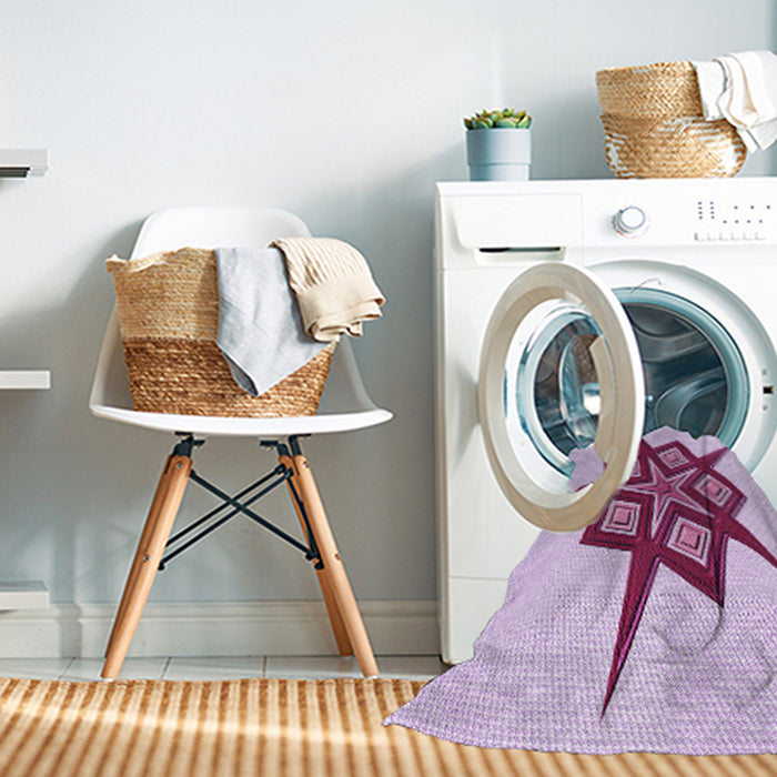 Machine Washable Transitional Magenta Pink Rug in a Washing Machine, wshpat2303pur