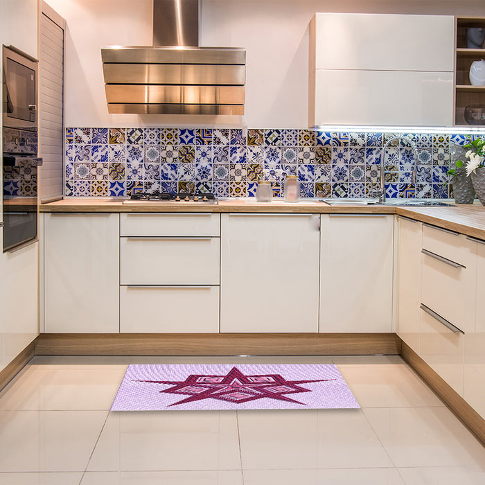 Patterned Magenta Pink Rug in a Kitchen, pat2303pur