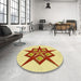 Round Patterned Orange Rug in a Office, pat2303yw