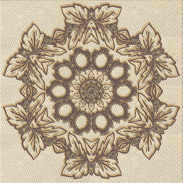 Round Machine Washable Transitional Khaki Gold Rug, wshpat2304brn