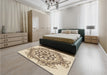 Patterned Khaki Gold Rug in a Bedroom, pat2304brn