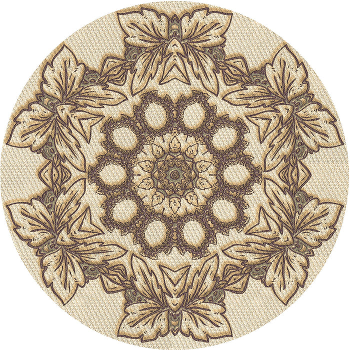 Square Patterned Khaki Gold Rug, pat2304brn