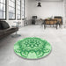 Round Patterned Jade Green Rug in a Office, pat2304grn