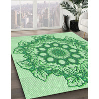 Patterned Jade Green Rug, pat2304grn