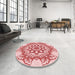 Round Patterned Pink Rug in a Office, pat2304rd
