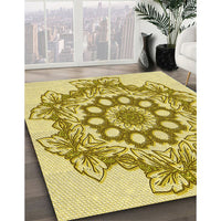 Patterned Dark Golden Brown Rug, pat2304yw