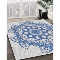 Patterned Steel Blue Novelty Rug, pat2304