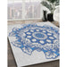 Patterned Steel Blue Novelty Rug in Family Room, pat2304