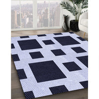 Patterned Dark Slate Blue Rug, pat2305blu