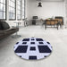 Round Patterned Dark Slate Blue Rug in a Office, pat2305blu