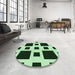 Round Patterned Dark Forest Green Rug in a Office, pat2305grn