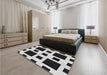 Patterned Black Rug in a Bedroom, pat2305gry