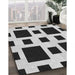 Patterned Black Rug in Family Room, pat2305gry