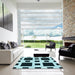 Square Patterned Blue Rug in a Living Room, pat2305lblu