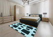 Patterned Blue Rug in a Bedroom, pat2305lblu