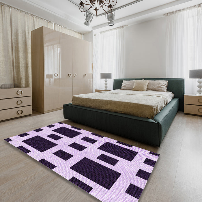 Patterned Blossom Pink Rug in a Bedroom, pat2305pur