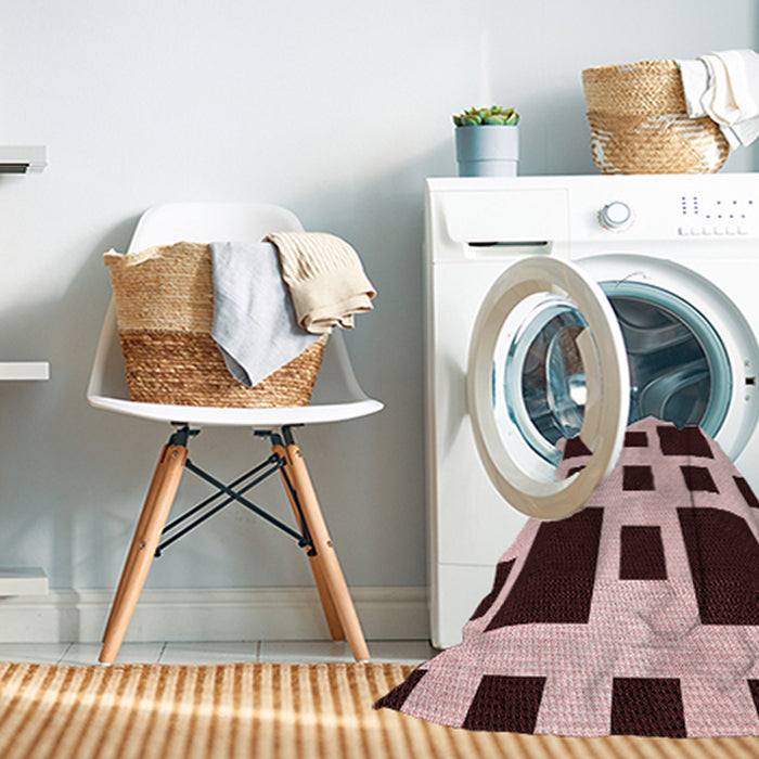 Machine Washable Transitional Deep Rose Pink Rug in a Washing Machine, wshpat2305rd