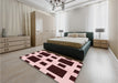 Patterned Deep Rose Pink Rug in a Bedroom, pat2305rd