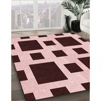 Patterned Deep Rose Pink Rug, pat2305rd